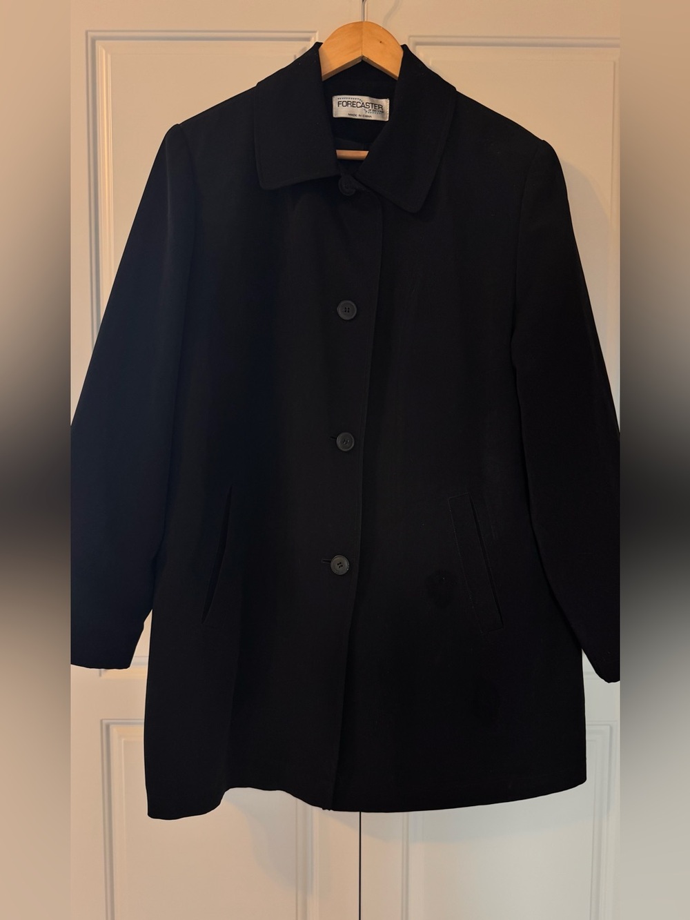 Vintage Forecaster of Boston Black Rain Coat Jacket Size 10